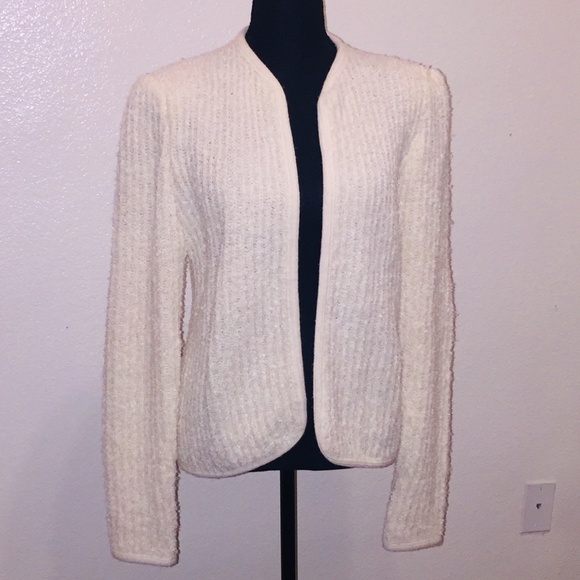 Cream/ivory medium weight knit open cardigan - Picture 4 of 7